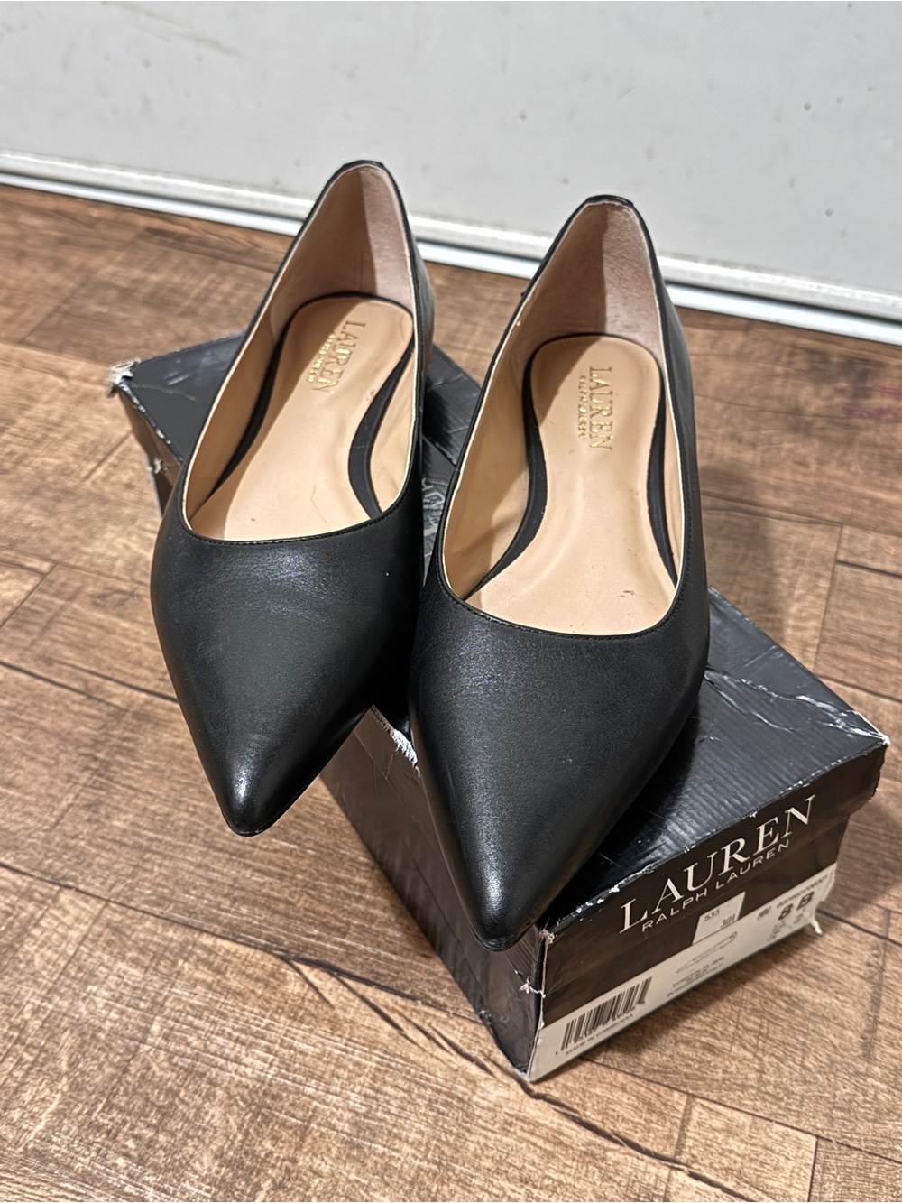 Ralph Lauren Black Pointed Toe Women's Flats
